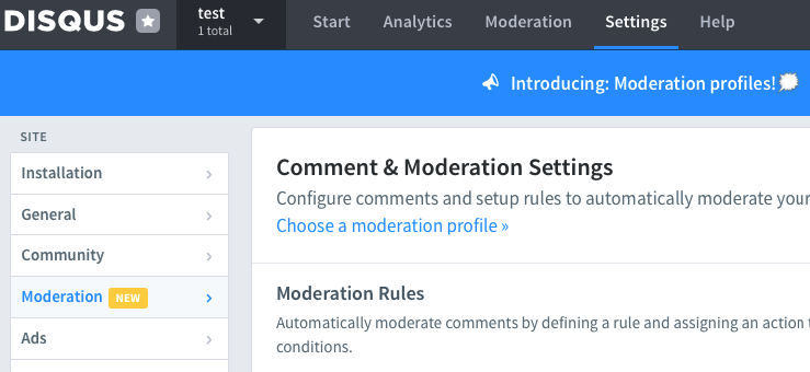 Open Moderation Settings